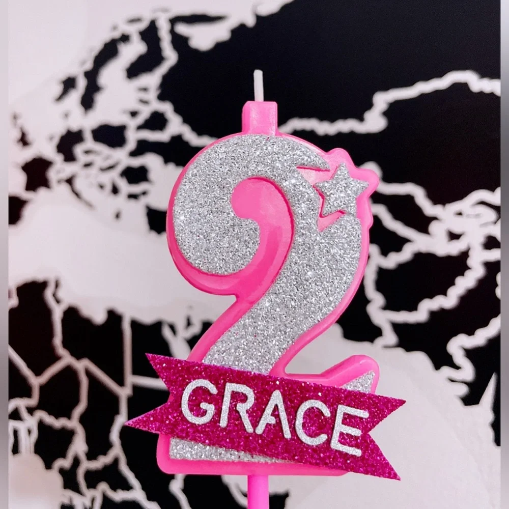 New! Personalized Name Candle Number Customized Birthday Candle Cake Topper Gift